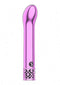 Royal Gems Jewel Pink ABS Plastic Rechargeable Bullet Vibrator with Sleek Metal Finish and Curved Tip from Shots Toys