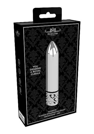 Royal Gems Glamor Silver Powerful Bullet Vibrator Rechargeable