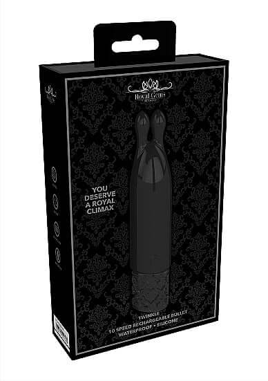 Royal Gems Twinkle Silicone Bullet Vibrator Rechargeable Black