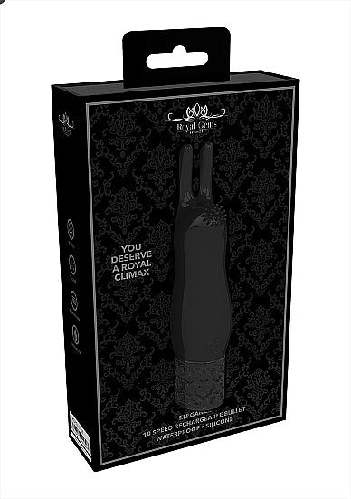 SHOTS AMERICA Royal Gems Elegance Black Rechargeable Silicone Bullet Vibrator at $34.99