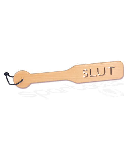 Spartacus 32cm Zelkova Wood Paddle with Impression Slut from Spartacus Leathers at $17.99