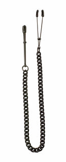 Spartacus Blackline adjustable tweezer clamps link chain for customizable sensations and non-piercing pleasures.