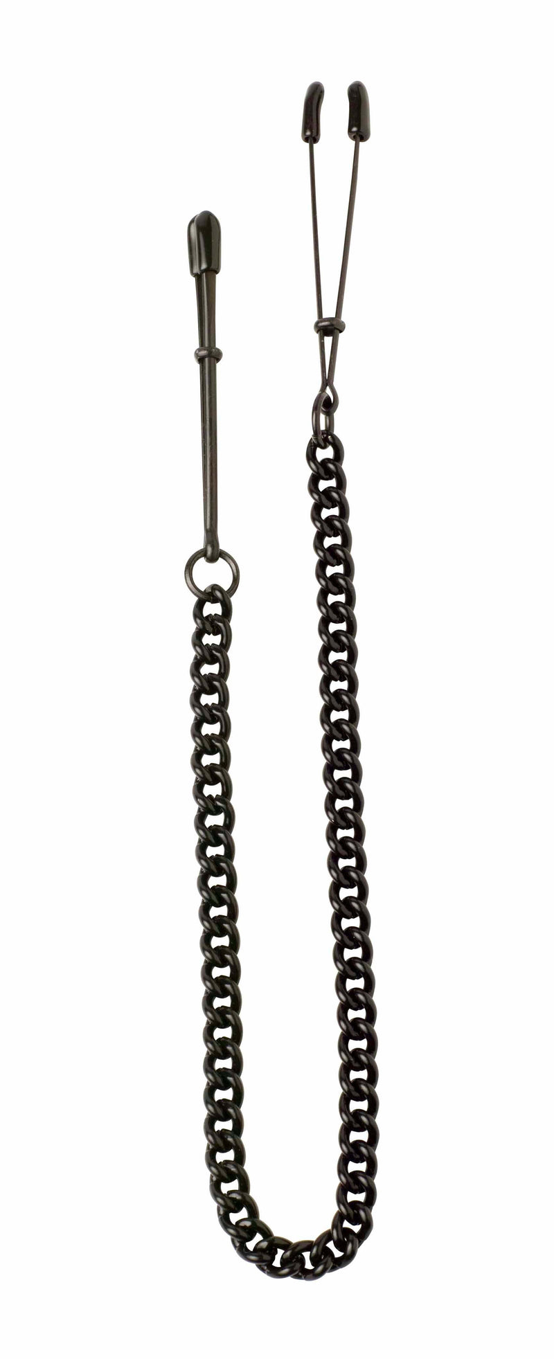 Spartacus Blackline adjustable tweezer clamps link chain for customizable sensations and non-piercing pleasures.