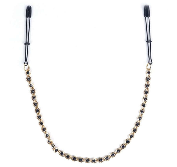 Spartacus Black Tweezer Nipple Clamps with Beaded Chain at $14.99