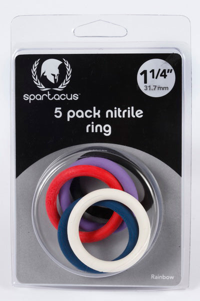 Spartacus Spartacus Leathers Cock Rings Nitrile 5 Pack Rainbow at $9.99