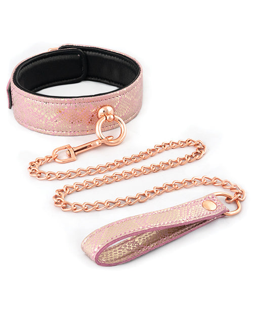 Spartacus Collar and Leash Microfiber Pink Snake Skin Print with Leather Lining from Spartacus Leathers at $49.99
