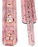 Spartacus Microfiber Snake Print Wrist Restraints Faux Leather Pink at $49.99