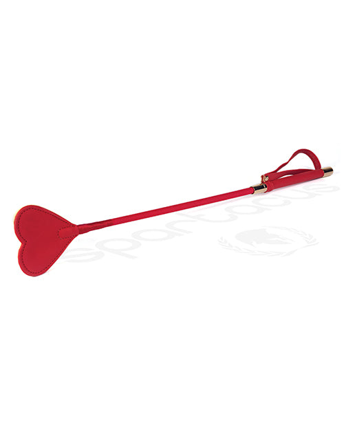 PLUSH LINED RED PU HEART SHAPE TIP RIDING CROP-0
