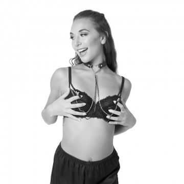 Sex and Mischief Toys Amor Collar with Nipple Jewelry
