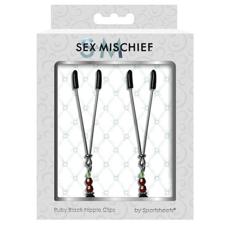 SEX & MISCHIEF NIPPLE CLIPS RUBY BLACK-1