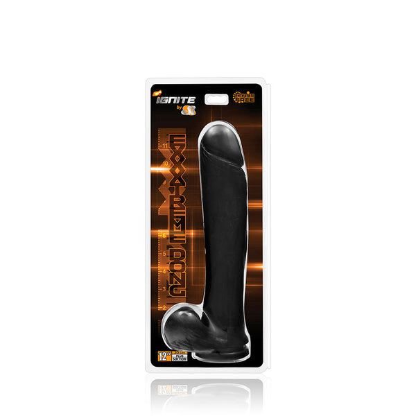SI Novelties Exxxtreme Dong with Suction Cup Black 12 inches at $39.99