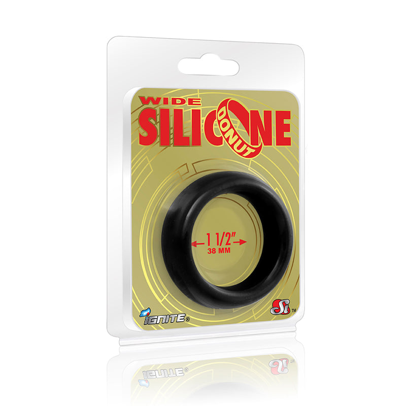 Wide Silicone Donut Cock Ring Black 1.5"