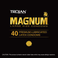 Trojan Magnum Large Size Condoms 40-Piece Container - Premium Lubricated Latex for Extra Comfort and Secure Fit