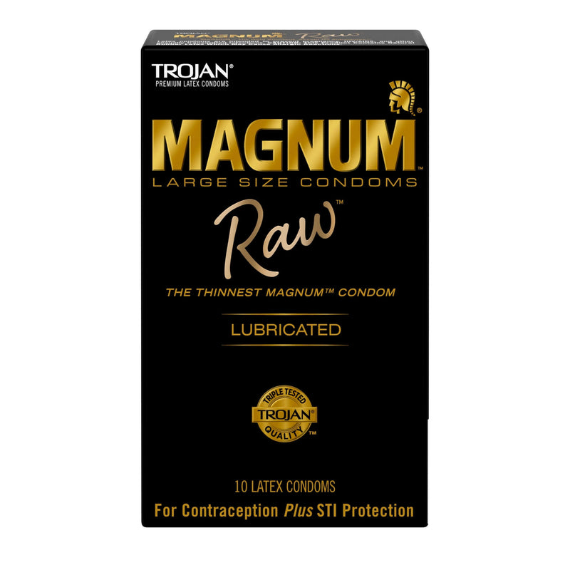 Trojan Magnum Raw Large Size Condoms 10 Pack, Ultra-Thin, Lubricated for Enhanced Sensitivity and Comfort