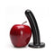 Silk Medium Black Dildo from Tantus Silicone next to a red apple