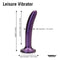 Tantus Leisure Vibrator dimensions: 7 inch length, 6.25 inch insertable, 1.25 inch shaft diameter, 2.25 inch base diameter.