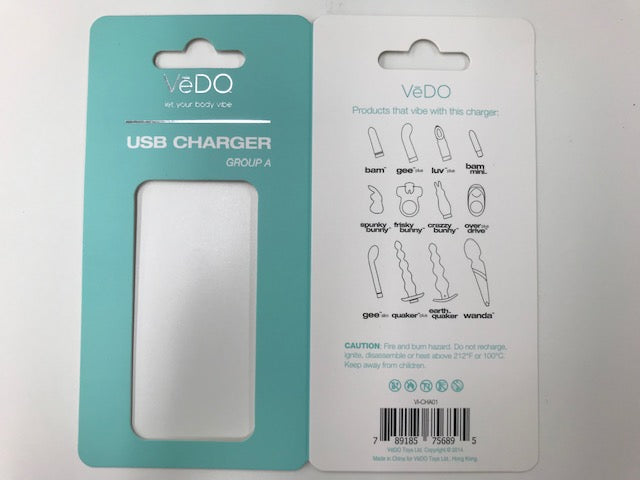 Vedo Vedo USB Charger A for Bam, Gee Plus, Luvplus, Bam Mini, Spunk, Frisky, Crazzy, Overdrive at $4.99