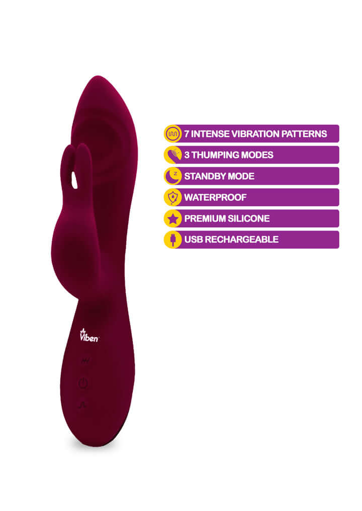 Viben Viben Pzazz Intense Thumping Rabbit Vibrator Ruby at $79.99