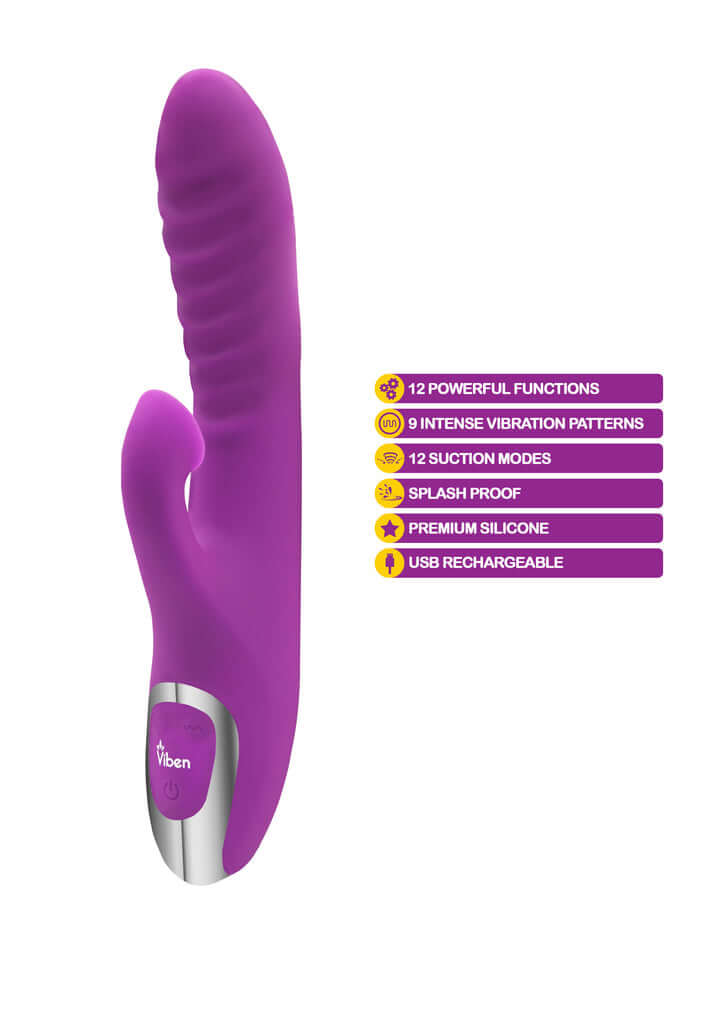 Viben Viben Frenzy Rabbit Vibe with Clitoris Suction Berry at $59.99