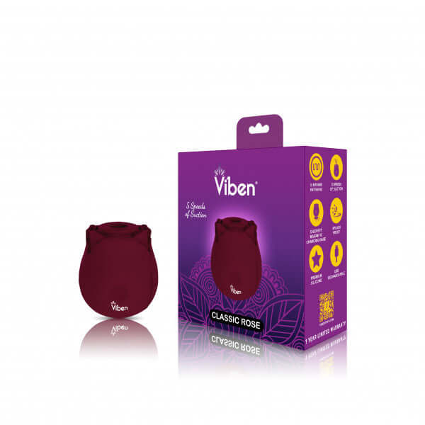 Viben Zen Classic Rose Ruby handheld clitoral and nipple stimulator with elegant design and packaging.