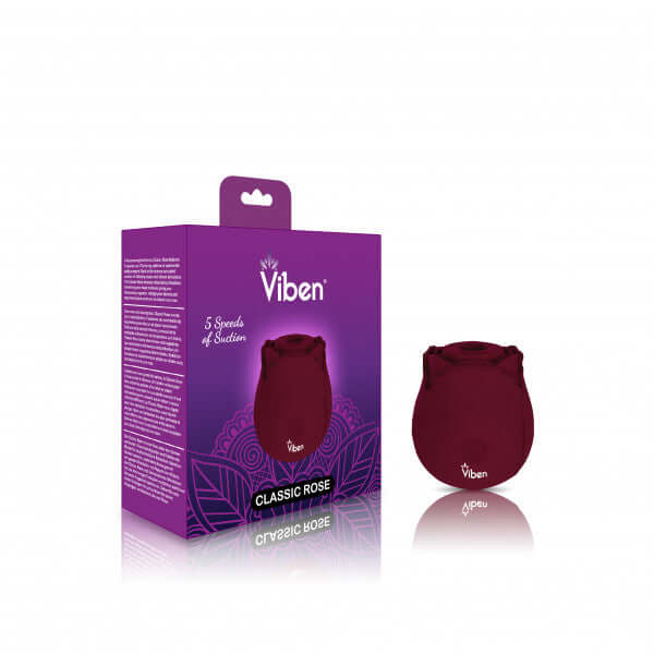 Viben Zen Classic Rose Ruby handheld stimulator packaging, showcasing elegant design and 5 suction speeds.