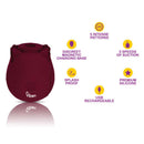 Viben Zen Classic Rose Ruby stimulator features: 5 speeds, 5 patterns, splash proof, USB rechargeable, premium silicone.