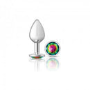 Cheeky Charms Round Rainbow Medium Silver Butt Plug