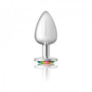 Cheeky Charms Round Rainbow Large Silver Butt Plug