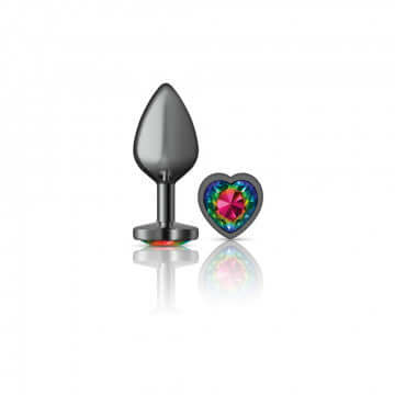 Viben Cheeky Charms Heart Rainbow Medium Gunmetal Butt Plug at $14.99