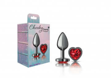 Viben Cheeky Charms Heart Deep Red Small Gunmetal Butt Plug at $12.99