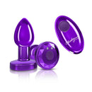 Cheeky Charms Purple Small Vibrating Metal Plug with Remote Control and Acrylic gemstone from Viben.