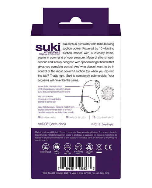 Vedo Vedo Suki Rechargeable Vibrating Sucker Deep Purple at $54.99