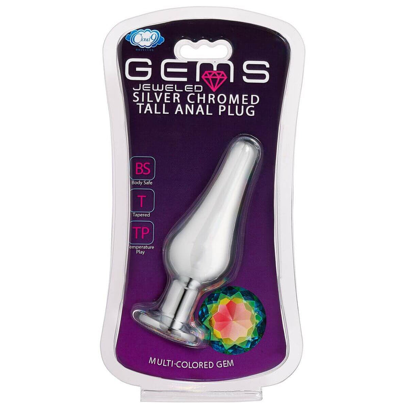 Cloud 9 Novelties Cloud 9 Gems Silver Chrome Tall Anal Plug Small at $11.99