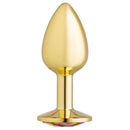 Cloud 9 Gems gold anal plug small with rainbow gem, tapered tip for easy insertion, and flared base for safety. Perfect for beginners.