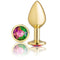 Cloud 9 Gems Gold Anal Plug Medium with rainbow multicolor gem and tapered tip for easy insertion and retrieval.
