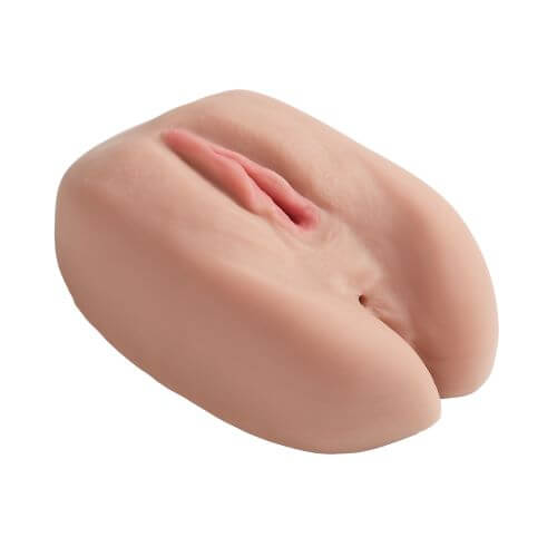 Cloud 9 Pleasures Pussy and Ass Stroker in tan with dual tunnels for enhanced pleasure and a realistic feel.