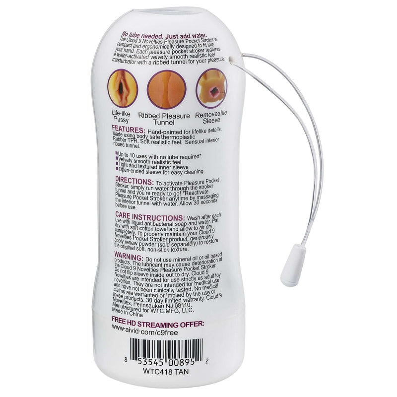 Cloud 9 Novelties Cloud 9 Pleasure Pussy Pocket Stroker Water Activated Tan at $17.99