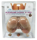 Cloud 9 Novelties Realistic Body Mold Stroker with Spread Legs, showcasing detailed pussy and ass mold in packaging.