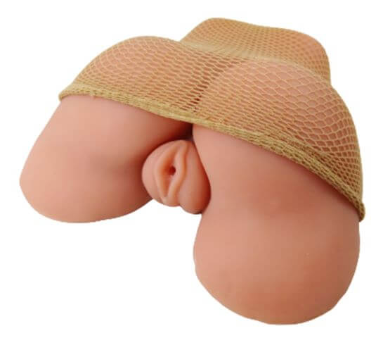 Cloud 9 Novelties realistic pussy and ass body mold with netted covering for enhanced pleasure experience.