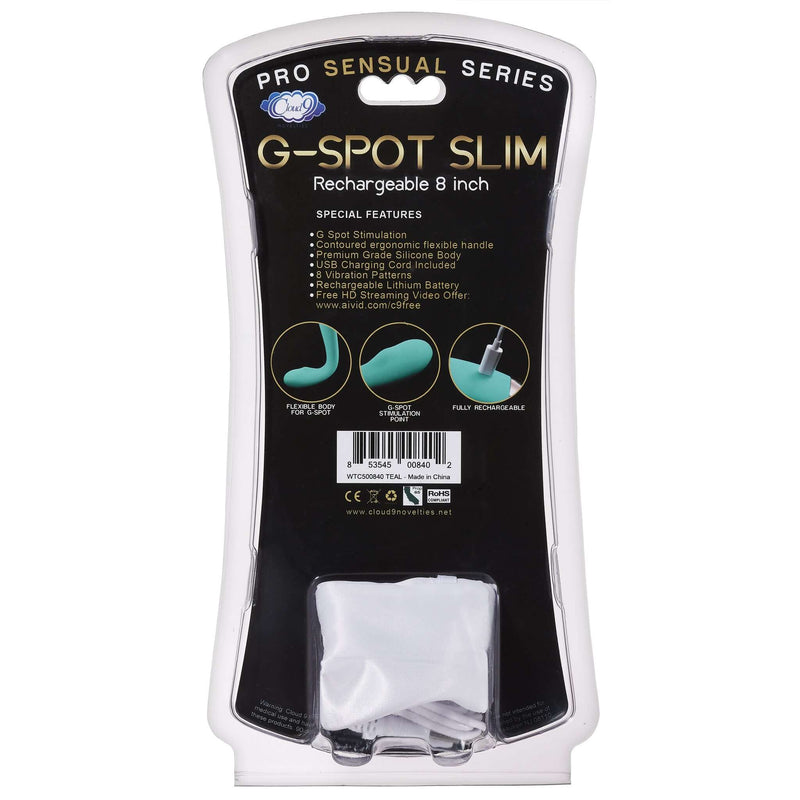 Cloud 9 Novelties CLOUD 9 RECHARGEABLE G-SPOT SLIM 8IN SINGLE MOTOR TEAL at $28.99