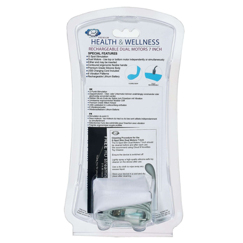 Cloud 9 Novelties Cloud 9 Novelties Health & Wellness G-Spot Slim Rechargeable 7 Inches Vibrator Dual Motor Aqua Blue at $41.99