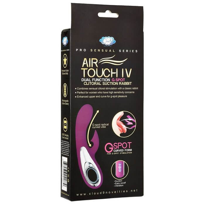 Cloud 9 Novelties Air Touch IV G-Spot Clitoral Rabbit Plum packaging features dual function design for clitoral and G-spot stimulation.