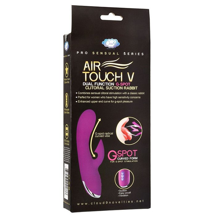 Cloud 9 Novelties Pro Sensual Air Touch V G-Spot Dual Function Clitoral Suction Rabbit Plum at $59.99