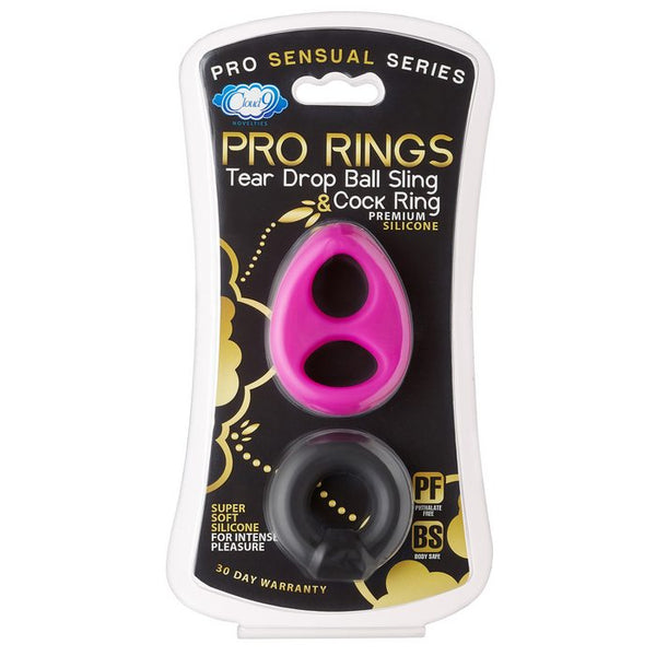 Cloud 9 Novelties PRO SENSUAL SILICONE TEAR DROP RING & DONUT SLING 2 PACK at $12.99