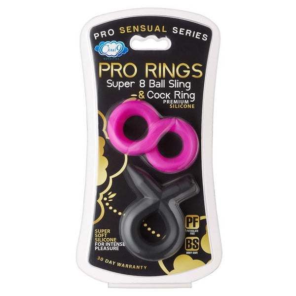 Cloud 9 Novelties Pro Sensual Pro Rings Silicone Super 8 Ring and Tie Sling 2 Pack at $13.99