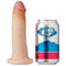 Cloud 9 Dual Density 7-Inch Dildo next to a standard beverage can for size comparison.