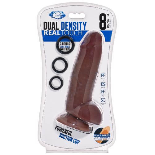Cloud 9 Novelties Cloud 9 Dual Density 8 inches Dildo Real Touch Thick with Realistic Painted Veins and Balls Brown at $33.99