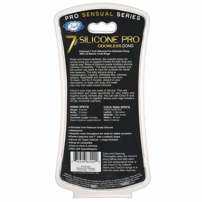 Cloud 9 Novelties Cloud 9 Pro Sensual 7 Premium Silicone Dong with C Rings at $19.99