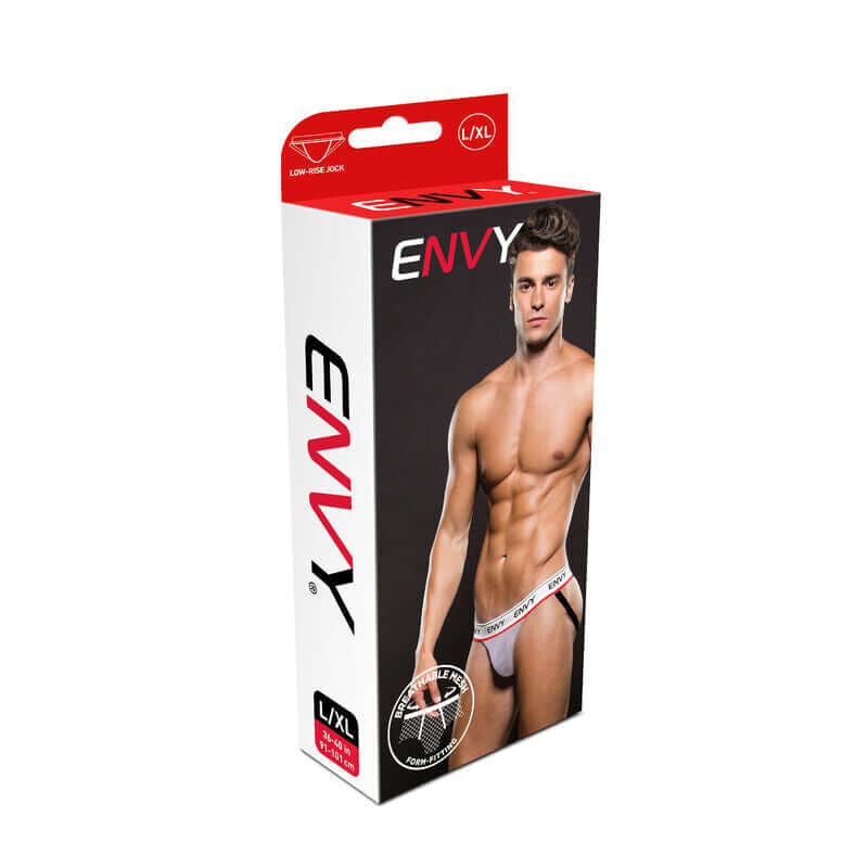 ENVY LOGO ELASTIC LOWRISE MESH JOCK WHITE L/XL-0