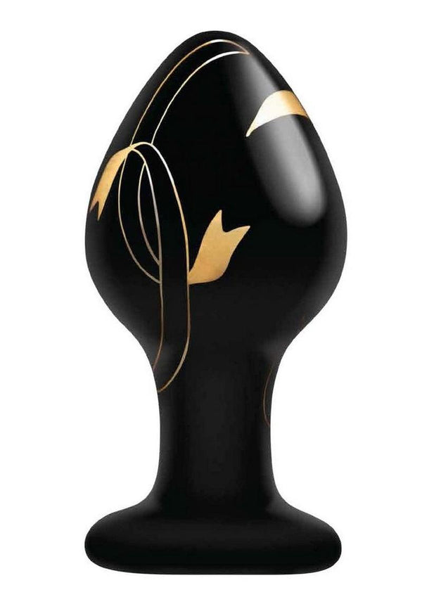 X-Gen Products Secret Kisses 3.5 inches Glass Plug Black and Gold at $24.99